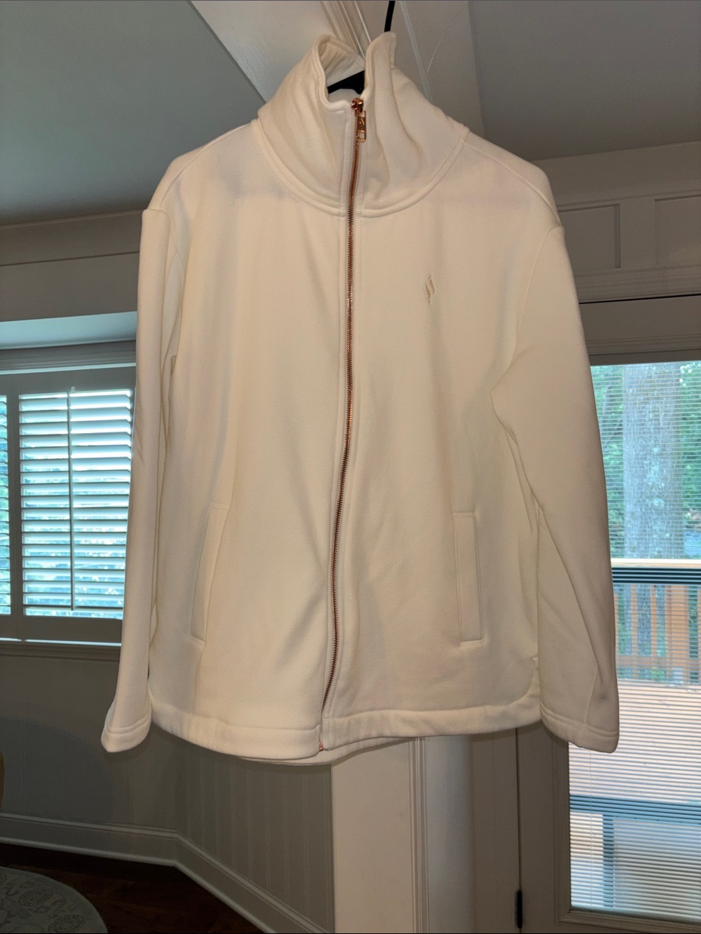 Skechers Cream Teddy Jacket with Gold Zipper